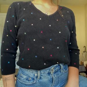 VINTAGE NAVY RAINBOW POLKADOT SWEATER